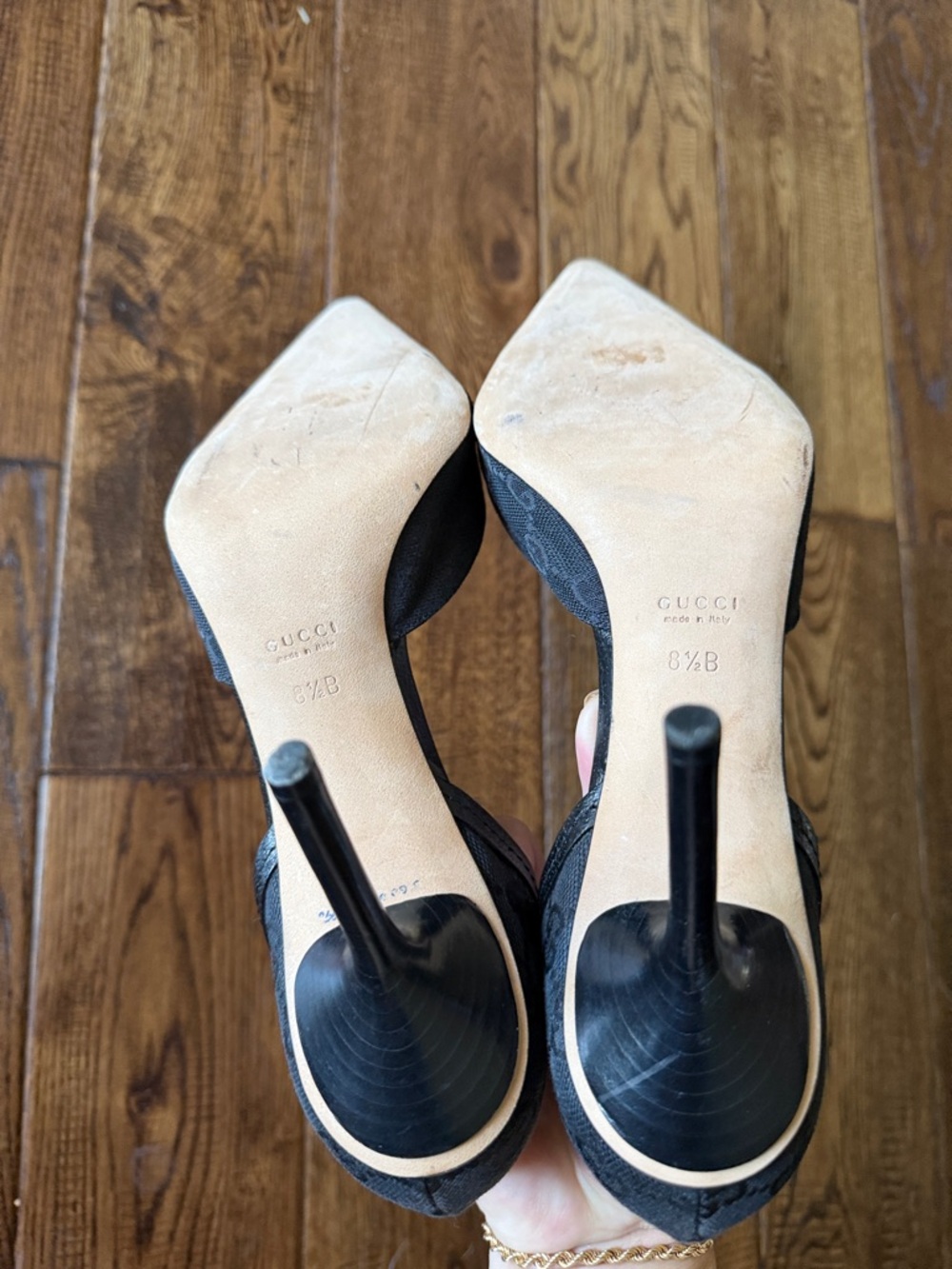 VTG Gucci GG Monogram Canvas D’orsay Pointed Toe Heels Size 8 1/2B - Picture 6 of 8